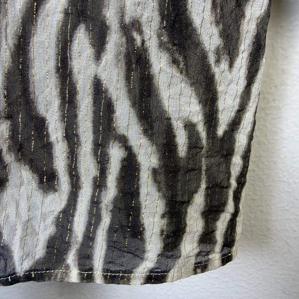 Chico's Animal Print Tunic Large silk brown gold bohemian beaded festival party - Picture 10 of 16